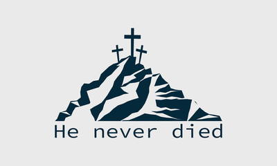 Fototapeta premium Christian religious design for Easter celebration. Is a picture of a mountain logo and a cross. vector