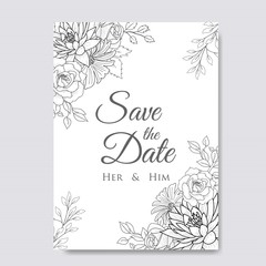 Hand Drawn Floral Wedding Invitation Template