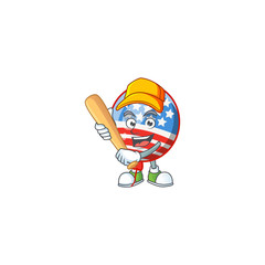 An active healthy USA stripes balloon mascot design style playing baseball