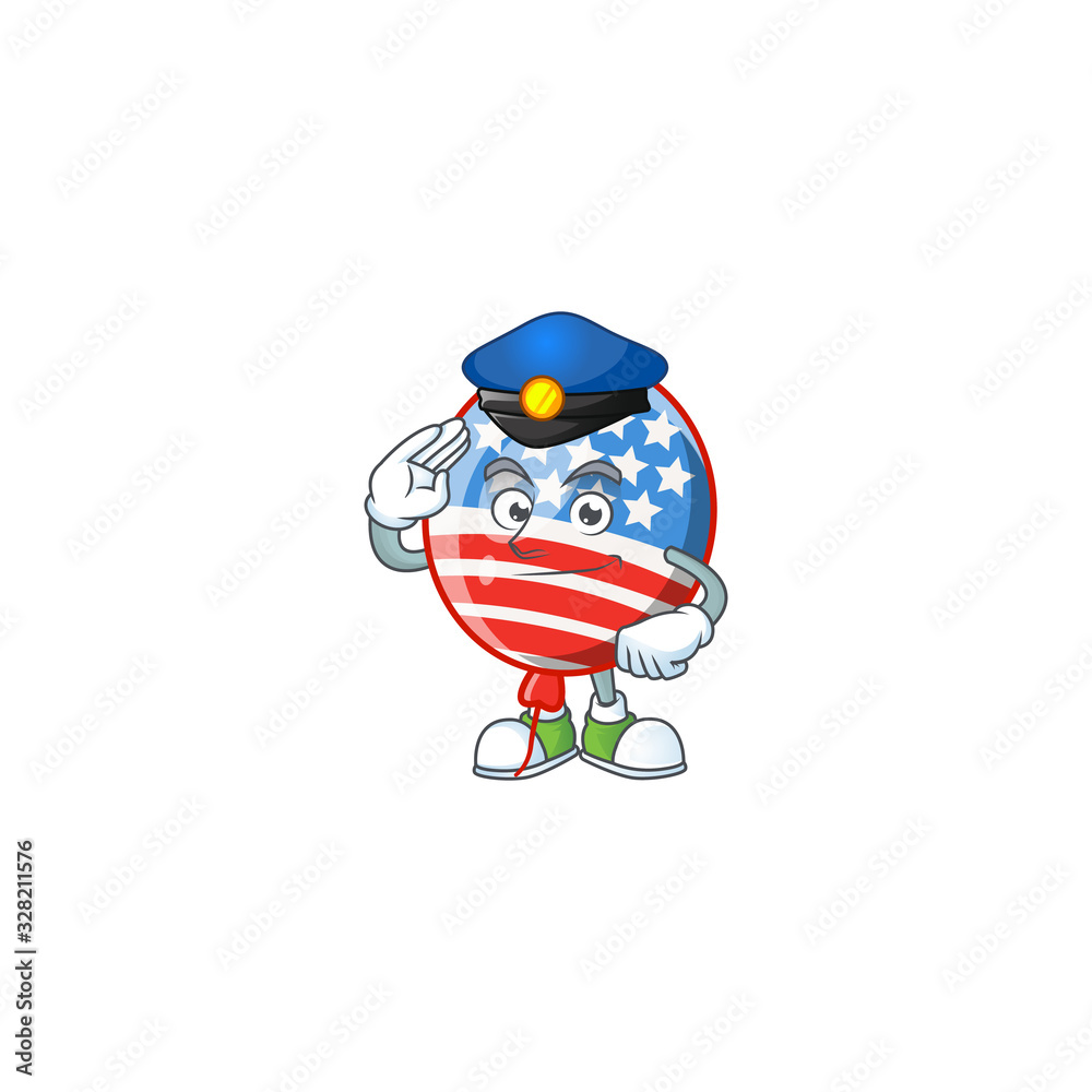 Canvas Prints A character design of USA stripes balloon working as a Police officer