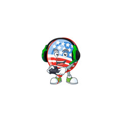 USA stripes balloon cartoon picture play a game with headphone and controller