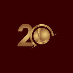 20 Years Anniversary Celebration Elegant Number Gold Vector Template Design Illustration