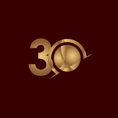 30 Years Anniversary Celebration Elegant Number Gold Vector Template Design Illustration