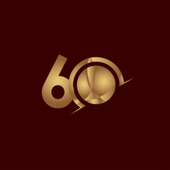 60 Years Anniversary Celebration Elegant Number Gold Vector Template Design Illustration