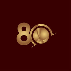80 Years Anniversary Celebration Elegant Number Gold Vector Template Design Illustration