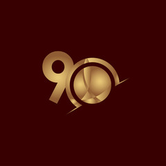 90 Years Anniversary Celebration Elegant Number Gold Vector Template Design Illustration