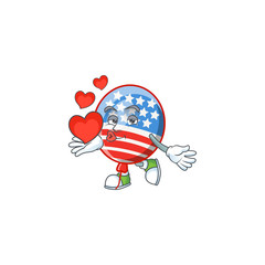 A sweetie USA stripes balloon cartoon character holding a heart