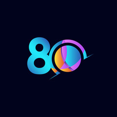 80 Years Anniversary Celebration Elegant Number Vector Template Design Illustration