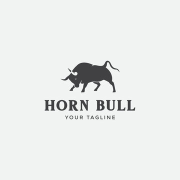 	 Abstract cow steak premium logo design. Creative bull horns line icon symbol. Luxury wings bird logotype.