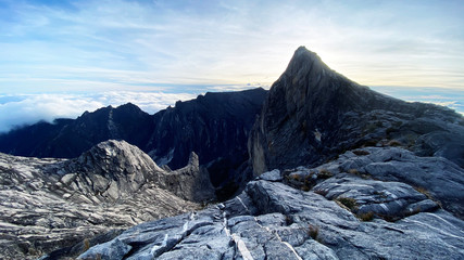 Mountain Kinabalu, Malaysia - February,23 2020 - Hiking up the highest peak in Borneo's Crocker...