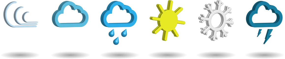 realistic weather icons set on transparent background, web elements