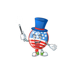 A character of USA stripes balloon performance as a Magician