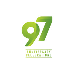 97 Years Anniversary Celebration Number Vector Template Design Illustration