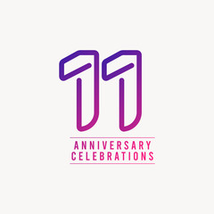 11 Years Anniversary Celebration Number Vector Template Design Illustration