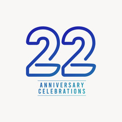22 Years Anniversary Celebration Number Vector Template Design Illustration