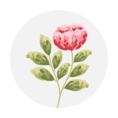 pink flowers, red peony, and green leaf clip art for wedding invitation, women's day, greeting card, floral tags, flower shop product labels, flower logo, floral icon, or women's day poster element