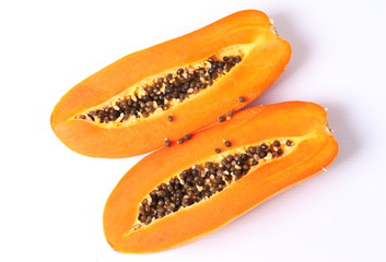 Papaya on white background