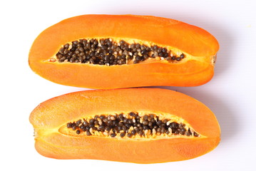 Papaya on white background