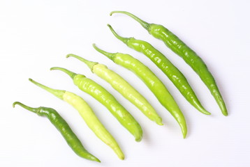 green peppers on white background