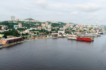 Fototapeta premium Vladivostok, Russia, view of the Golden Horn Bay.