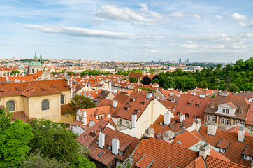 Fototapeta premium Orange color roof houses in Prague Czech Republic