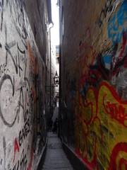 Narrow alley way in Stockholm 