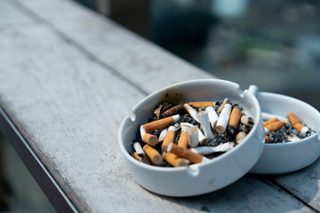 Cigarette butt  in ash-tray