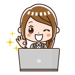 パソコン　ビジネスウーマン　OK