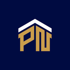 Initial Letters PN House Logo Design