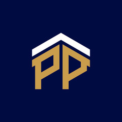 Initial Letters PP House Logo Design