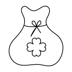 bag of money with clover isolated icon