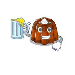 Smiley chocolate pudding mascot design with a big glass