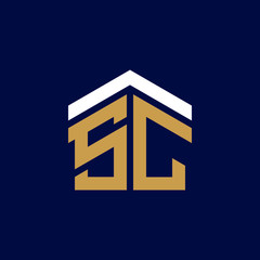 Initial Letters SC House Logo Design