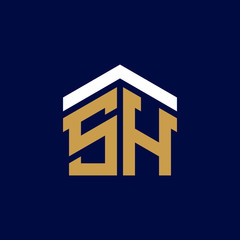 Initial Letters SH House Logo Design
