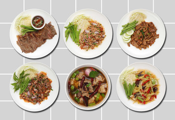 Thai eastern food isolated on gray background