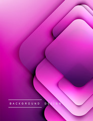Rounded squares shapes composition geometric abstract background. 3D shadow effects and fluid gradients. Modern overlapping forms.