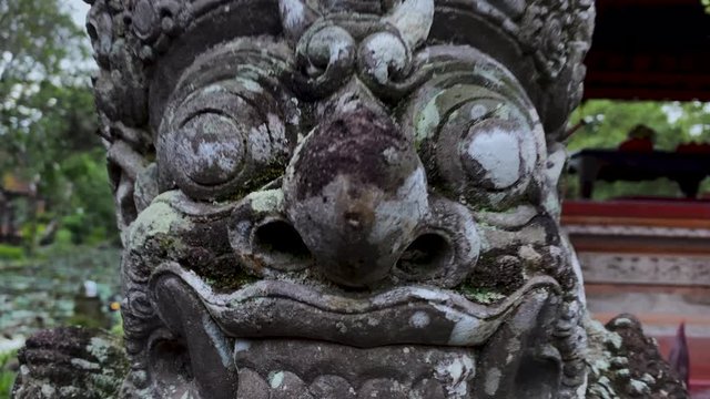 Closeup shot of stone statue at Saraswati Temple, Ubud, Indonesia