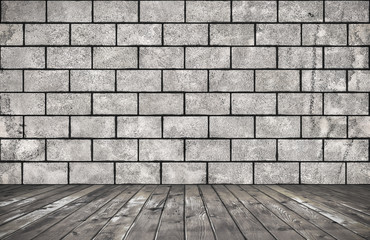 room with brick wall