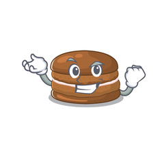 cool confident Successful chocolate macaron cartoon character style