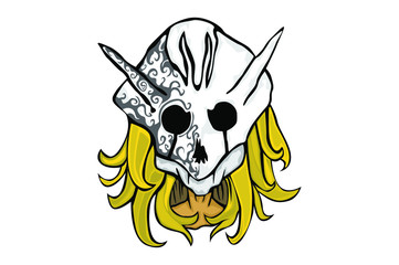 vector illustration of a woman wearing a skull mask