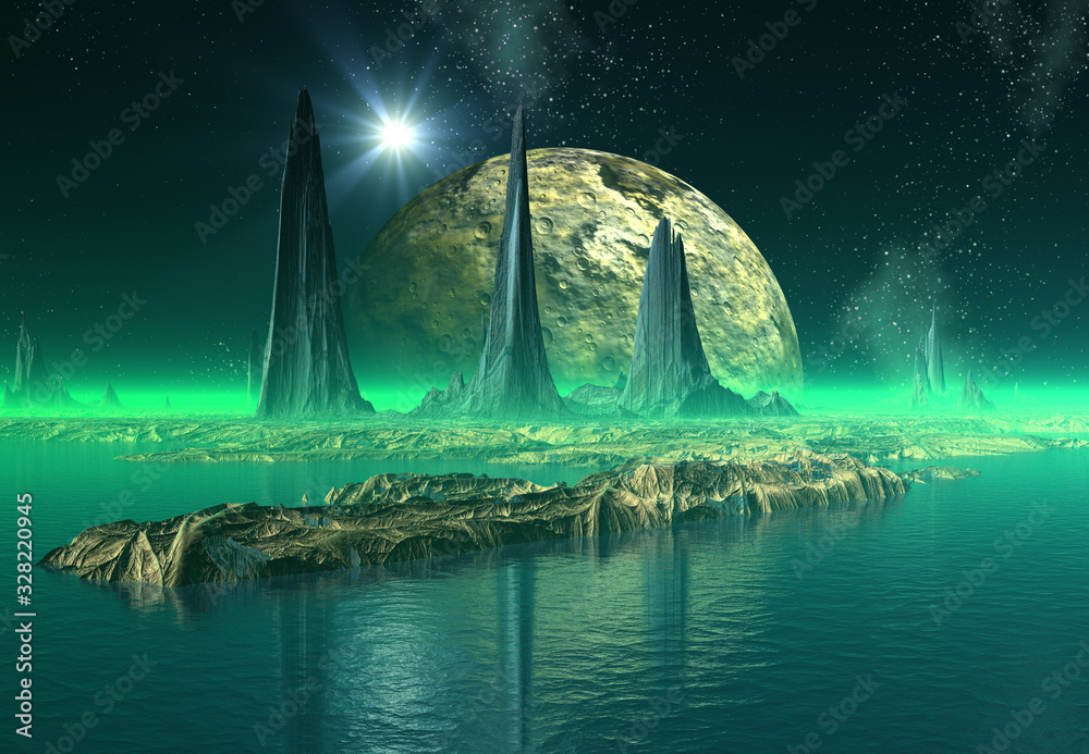 Wall mural 3d rendered fantasy alien landscape - 3d illustration