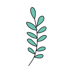 branch with leafs nature ecology isolated icon
