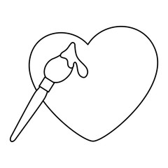 paint brush with heart isolated icon