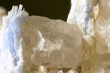 Crystal of crystal on cyanite in detail.