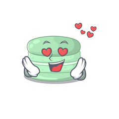 Romantic falling in love pistachio macaron cartoon character concept