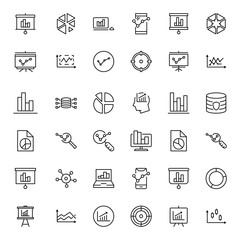 Analytics line icon set.