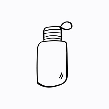 Flask doodle icon. Drawing by hand. Vector illustration.