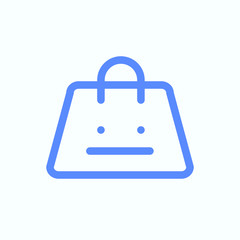 Obraz premium Shopping bag icon for the e-commerce website design. Round and thin vector illustration of the shopping basket. Neutral emotion of the shopping. 