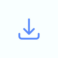 Download icon for the website design. Rounded and thin vector line icon of the download.