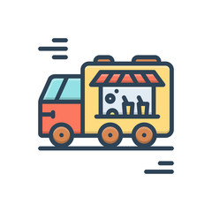 Naklejka premium Color illustration icon for food truck